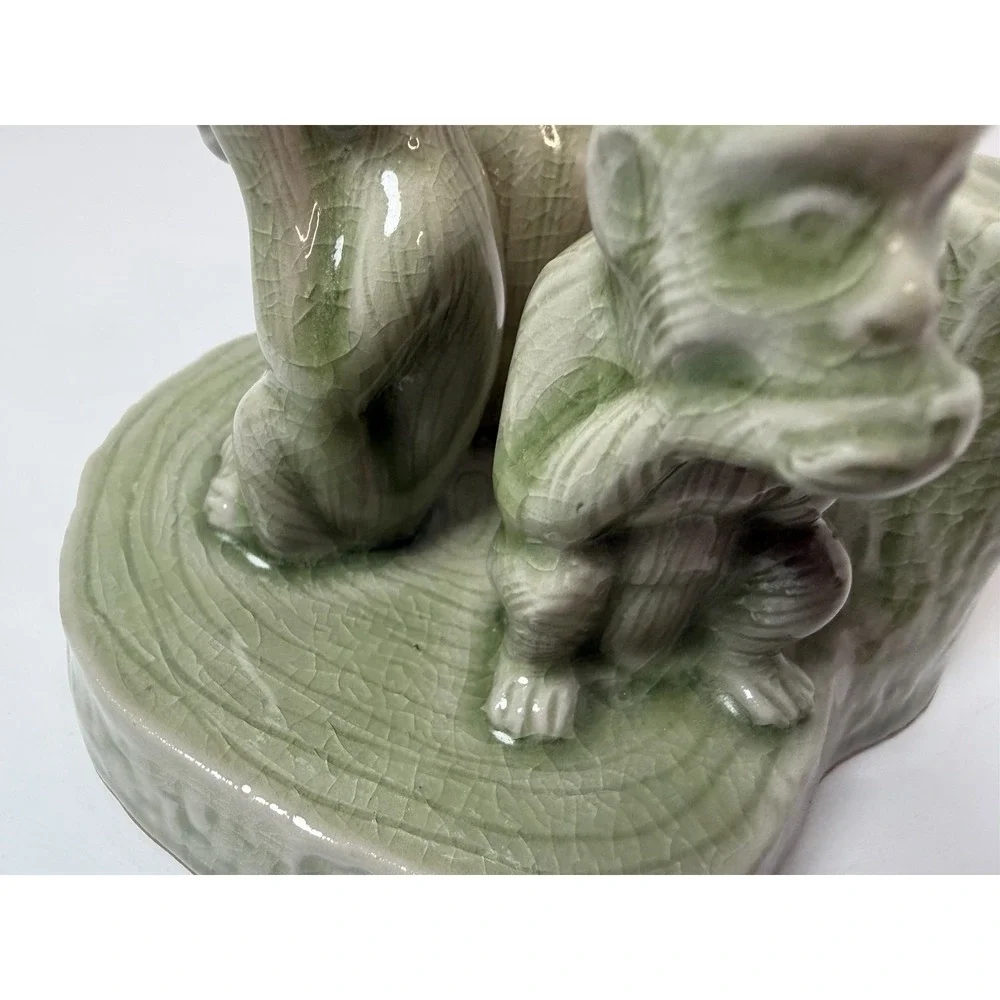 Novica‎ Collection Hear Speak See No Evil Monkey Apes Thailand Vintage Green